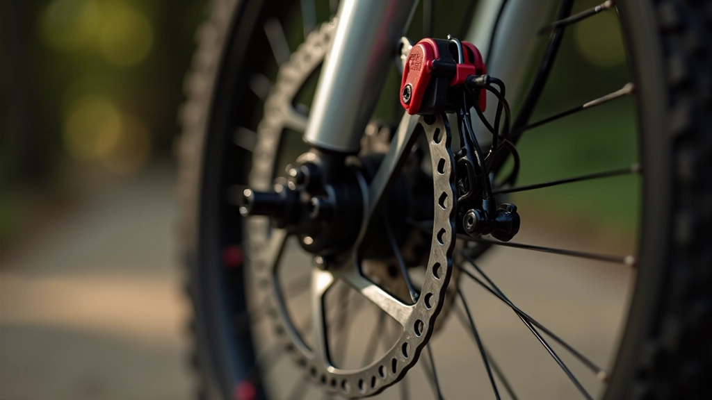 Elektrovelo hidrauliskās disku bremzes tuvplāns, noraides detaļa