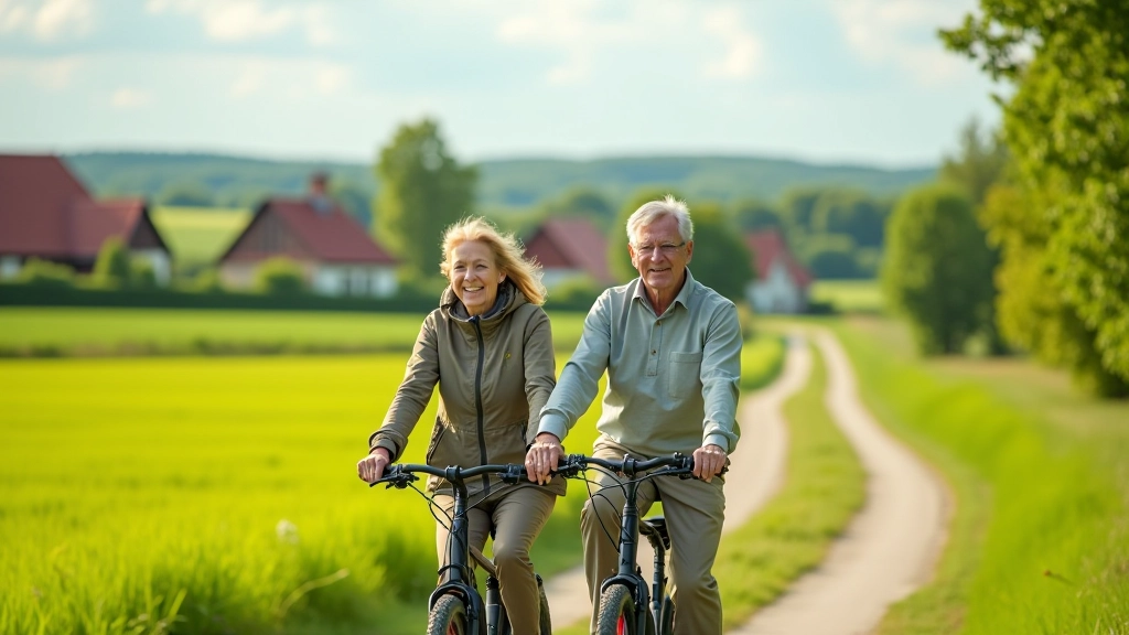 Seniori uz elektrovelo braucu Vidzemes lauku apvidū ar smaidiem